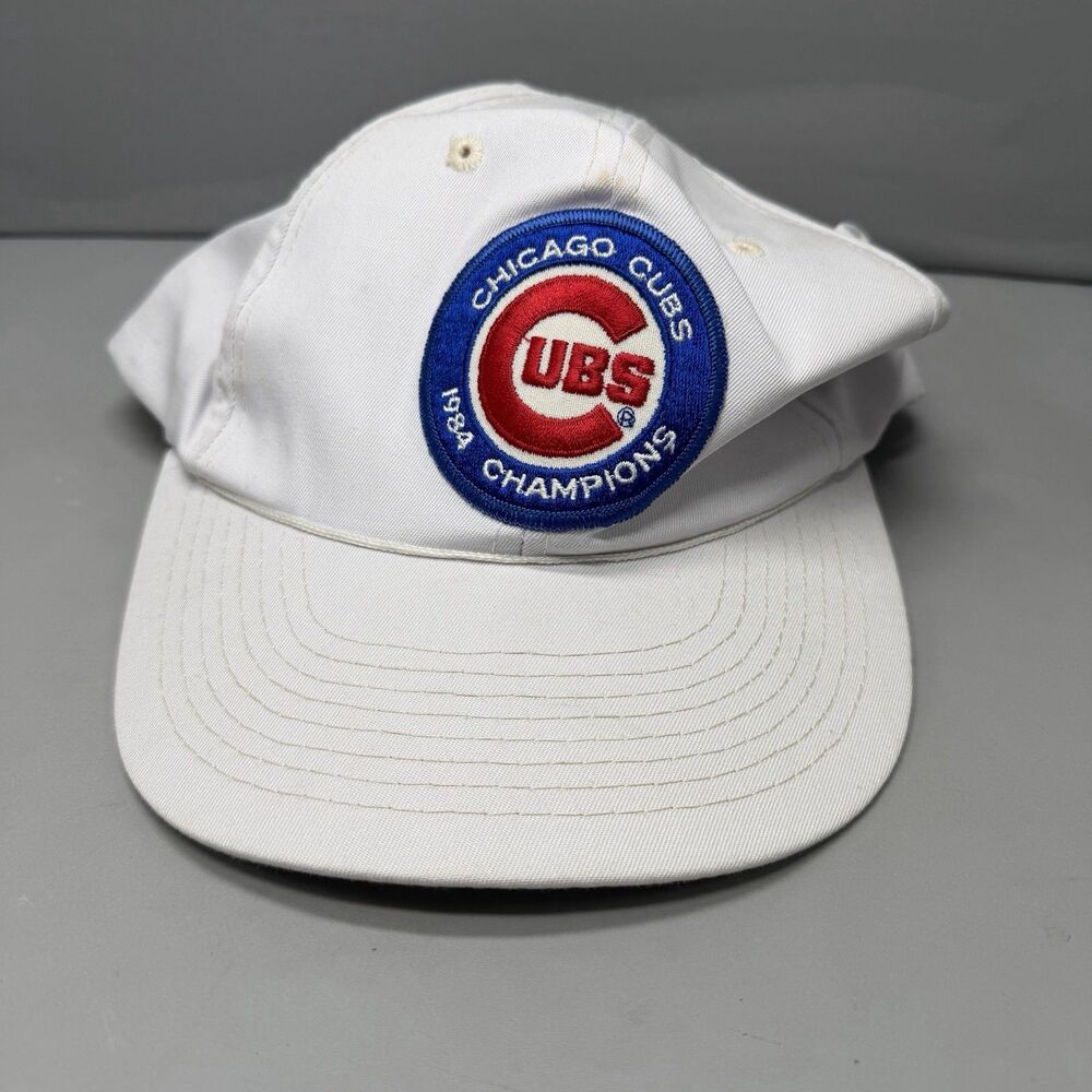 Vintage 1984 Chicago Cubs World Champions Snapback Hat White Sports Specialties